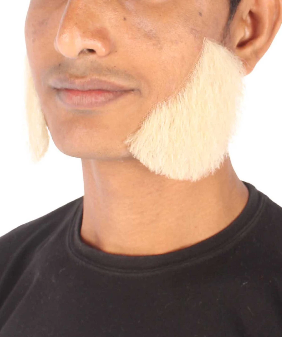HPO Adult Men's Fake Mutton Chops Side Burns (White)