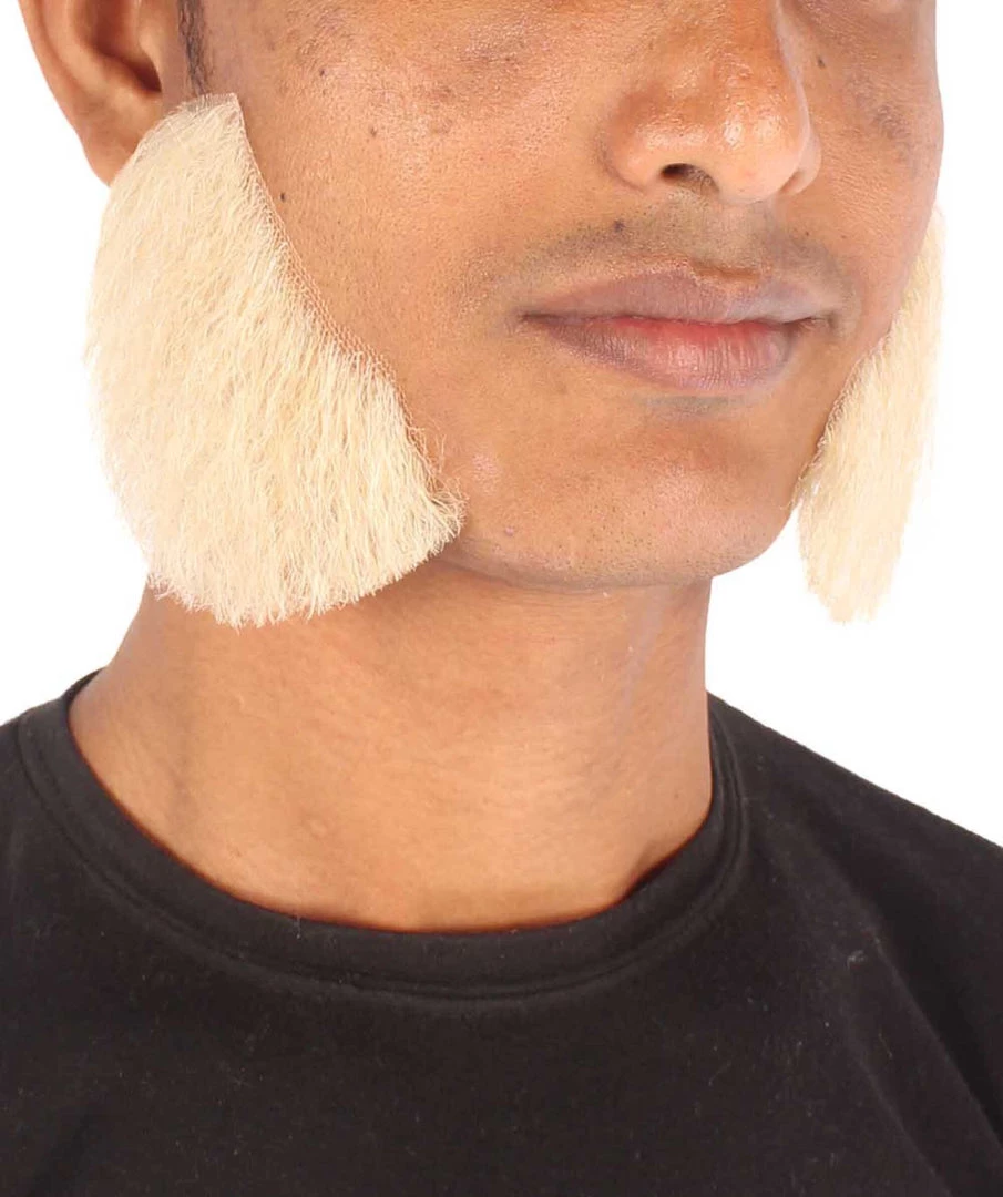 HPO Adult Men's Fake Mutton Chops Side Burns (White)