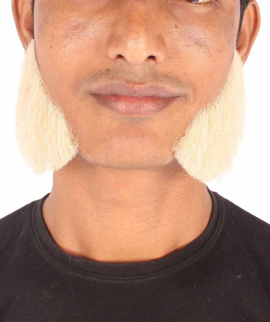HPO Adult Men's Fake Mutton Chops Side Burns (White)