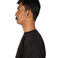 HPO Adult Men's Fake Human Hair Rancher Cowboy Mustache | Mixed Black & Grey