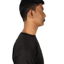 HPO Adult Men's Fake Human Hair Rancher Cowboy Mustache | Mixed Black & Grey