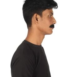 HPO Adult Men's Fake Human Hair Burger Bob Mustache | Black Color