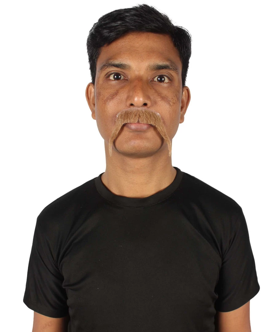 HPO Adult Men's Fake Human Hair Walrus Mustache | Brown Color