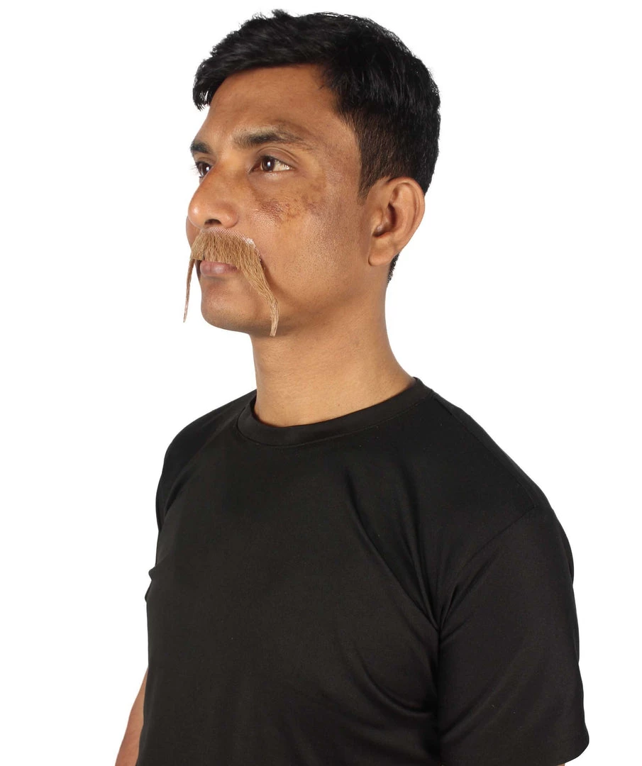 HPO Adult Men's Fake Human Hair Walrus Mustache | Brown Color