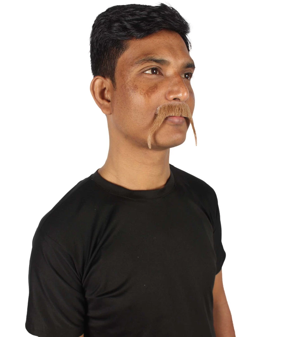 HPO Adult Men's Fake Human Hair Walrus Mustache | Brown Color