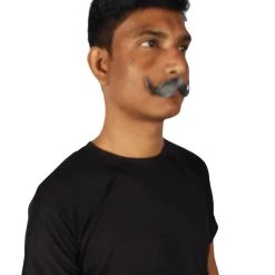 HPO Adult Men's Fake Human Hair Capt’ Hook Maestro Mustache | Grey Color