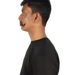 HPO Adult Men's Fake Human Hair Grandpa Curly Comb Mustache | Brown