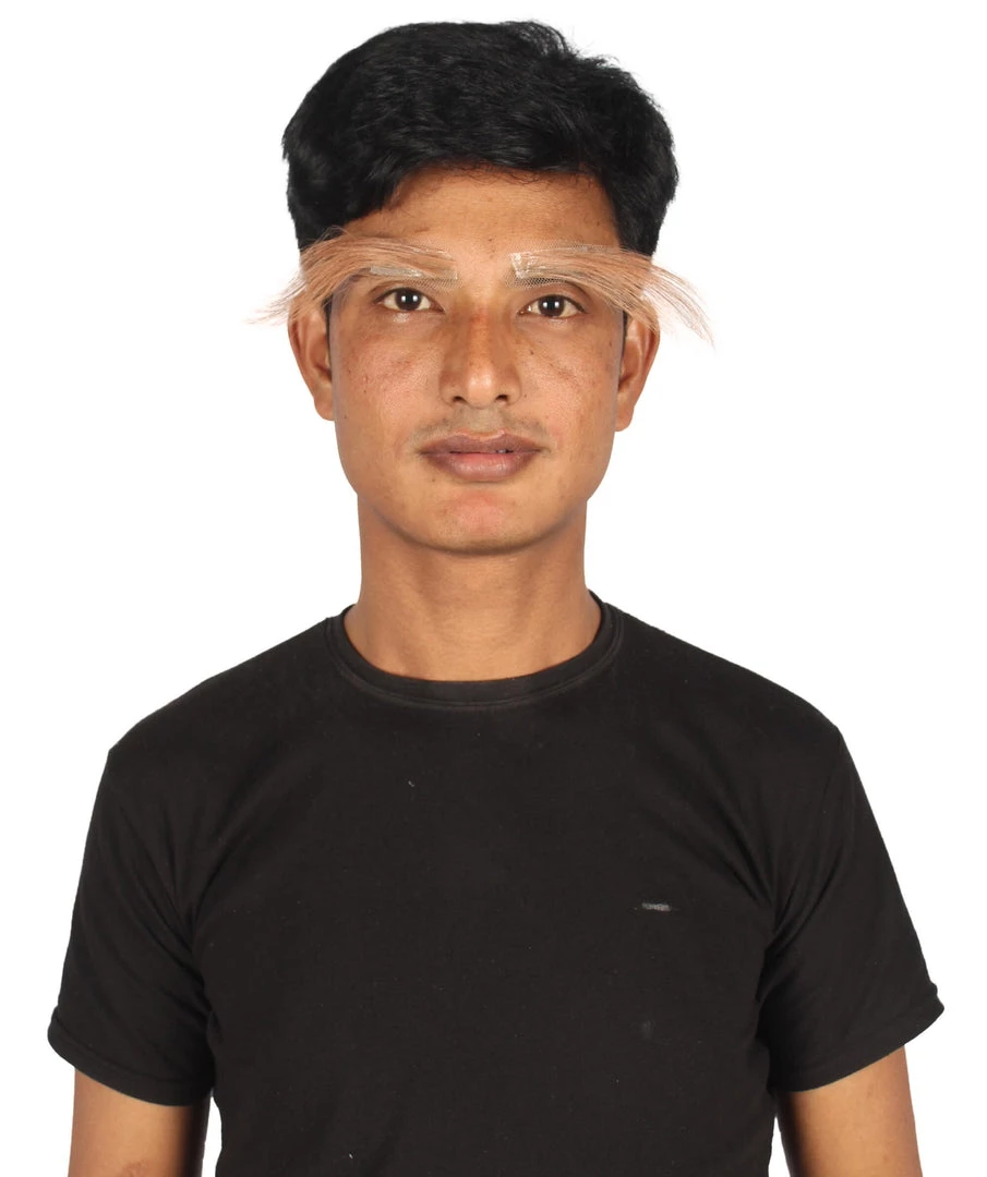 HPO Adult Men's Fake Human Hair Long Sensei Eyebrows | Light Brown