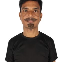 HPO Adult Men's Fake Human Hair Napoleon Holiday Doc Mustache Goatee | Brown