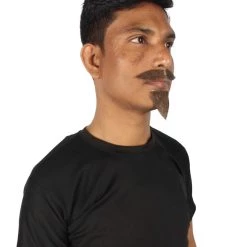 HPO Adult Men's Fake Human Hair Napoleon Holiday Doc Mustache Goatee | Brown