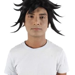 HPO Adult Men's Anime Demon Warrior Black Wig With Fringy Bangs
