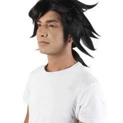 HPO Adult Men's Anime Demon Warrior Black Wig With Fringy Bangs