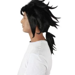 HPO Adult Men's Anime Demon Warrior Black Wig With Fringy Bangs