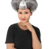 HPO Adult Women's Evil Stepmother Heart-shaped Pompadour Grey & Silver Wig