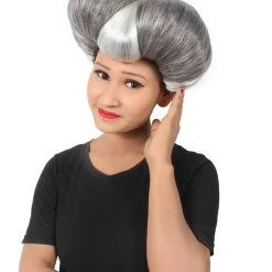 HPO Adult Women's Evil Stepmother Heart-shaped Pompadour Grey & Silver Wig