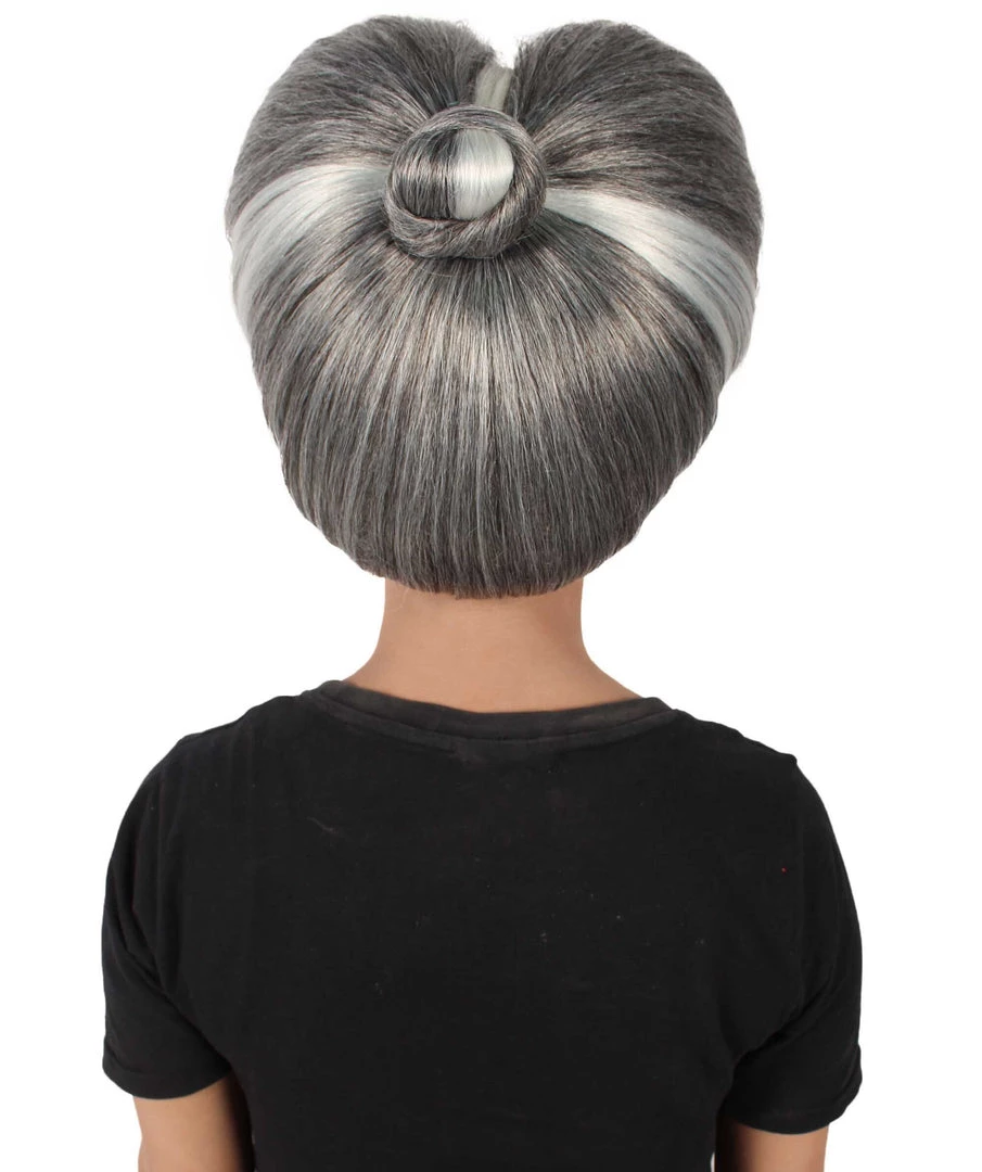 HPO Adult Women's Evil Stepmother Heart-shaped Pompadour Grey & Silver Wig