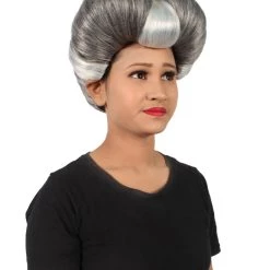 HPO Adult Women's Evil Stepmother Heart-shaped Pompadour Grey & Silver Wig
