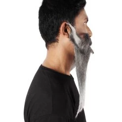 HPO Adult Men's Giant Black & Silver Twisted Pirate Champion Mustache And Beard