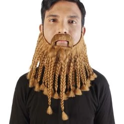 HPO Adult Men's Blonde Braided Vikings Beard And Mustache