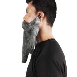 HPO Adult Men's Giant Ash Grey Pirates Davy Jones Mustache And Beard