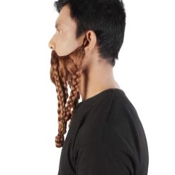 HPO Adult Men's Redish Brown Braided Viking Beard And Mustache