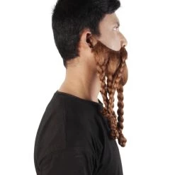 HPO Adult Men's Redish Brown Braided Viking Beard And Mustache