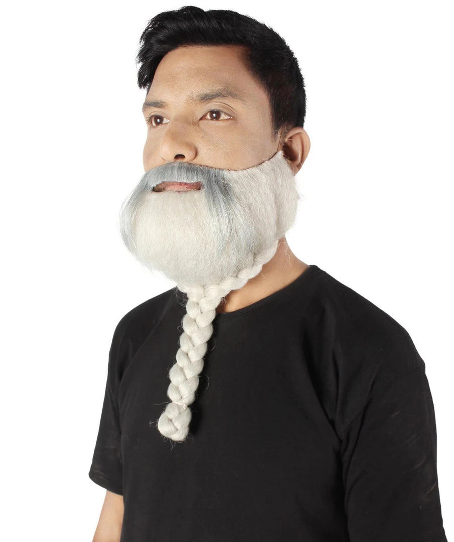 HPO Adult Men's Silver Braided Vikings Beard And Mustache