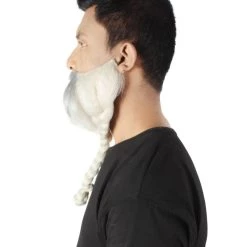 HPO Adult Men's Silver Braided Vikings Beard And Mustache