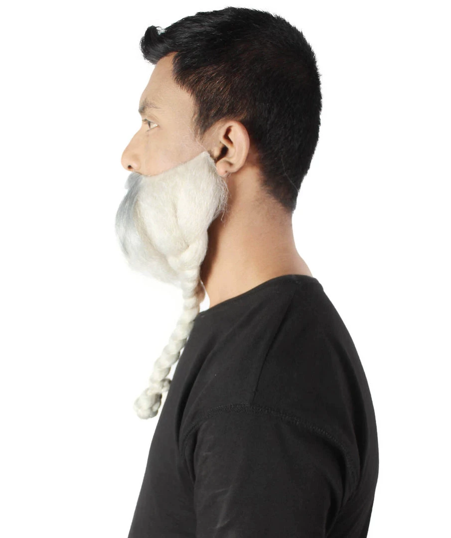 HPO Adult Men's Silver Braided Vikings Beard And Mustache