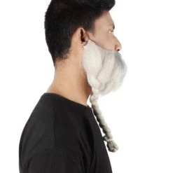 HPO Adult Men's Silver Braided Vikings Beard And Mustache