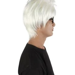 HPO Adult Men’s 50s Famous Unruly Pop Art Artist Messy White Wig With Glasses