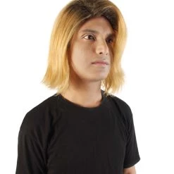 HPO Adult Men’s 90s Grunge Blonde And Black Dyed Roots Center-Parted Long Wig