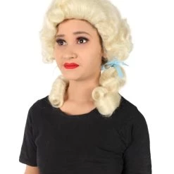 Men's HPO Adult Women’s Classic Elly May Clampet Blonde Wig With Two Blue Hair Ribbons