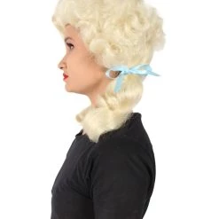 Men's HPO Adult Women’s Classic Elly May Clampet Blonde Wig With Two Blue Hair Ribbons
