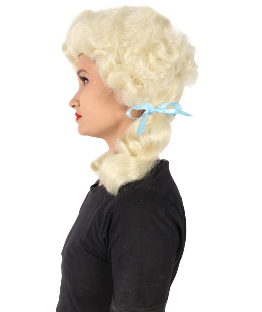 Men's HPO Adult Women’s Classic Elly May Clampet Blonde Wig With Two Blue Hair Ribbons