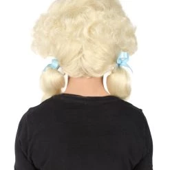 Men's HPO Adult Women’s Classic Elly May Clampet Blonde Wig With Two Blue Hair Ribbons