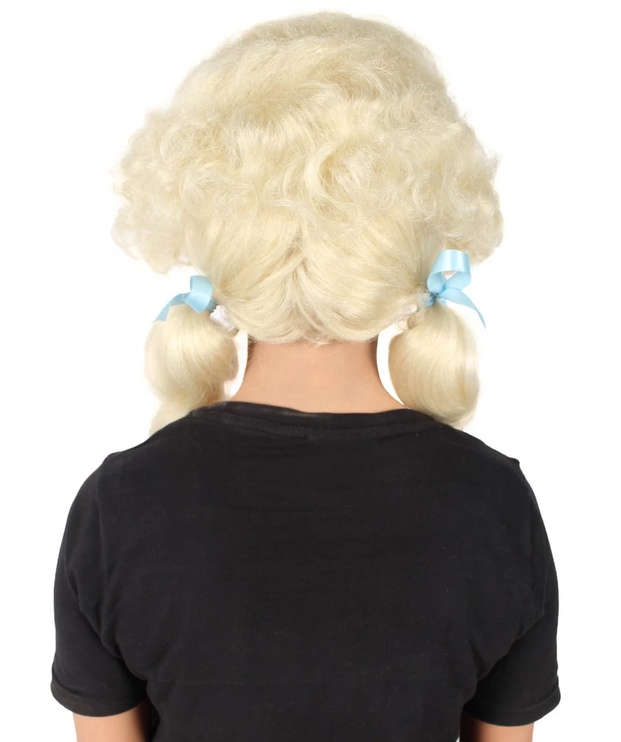 Men's HPO Adult Women’s Classic Elly May Clampet Blonde Wig With Two Blue Hair Ribbons