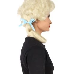 Men's HPO Adult Women’s Classic Elly May Clampet Blonde Wig With Two Blue Hair Ribbons