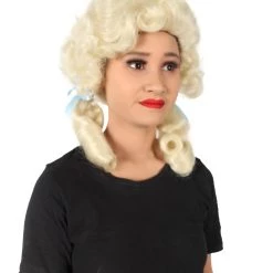 Men's HPO Adult Women’s Classic Elly May Clampet Blonde Wig With Two Blue Hair Ribbons