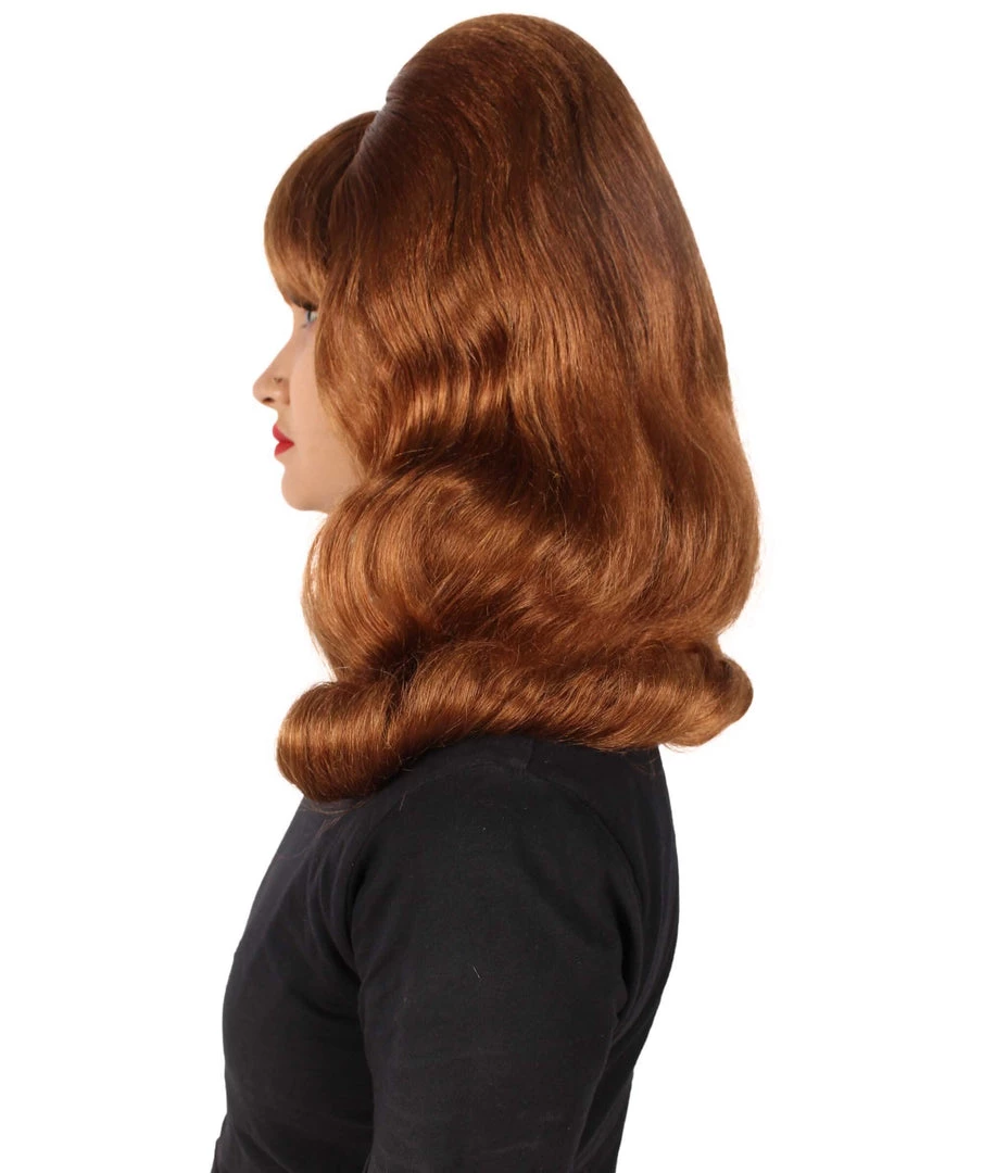 Men's HPO Adult Women’s 60s Hollywood-Style Wavy Brown Wig From Classic Sitcom