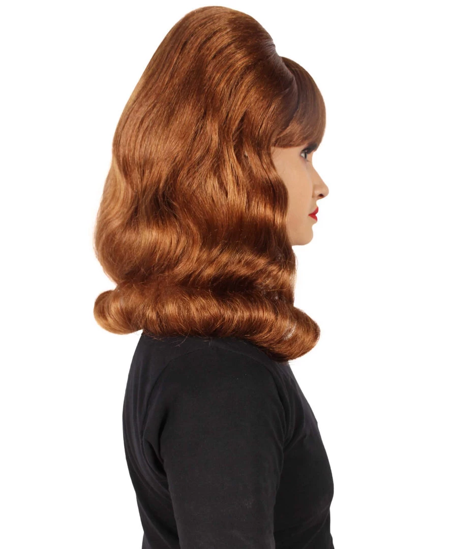 Men's HPO Adult Women’s 60s Hollywood-Style Wavy Brown Wig From Classic Sitcom