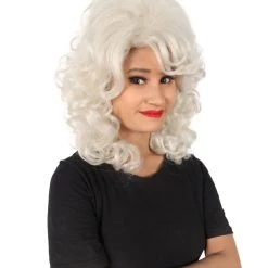 HPO Adult Women’s Puffy Wavy Country Music Star White Blonde Wig Men's