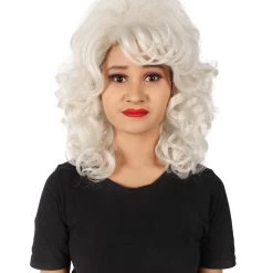 HPO Adult Women’s Puffy Wavy Country Music Star White Blonde Wig Men's
