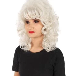 HPO Adult Women’s Puffy Wavy Country Music Star White Blonde Wig Men's