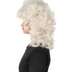 HPO Adult Women’s Puffy Wavy Country Music Star White Blonde Wig Men's