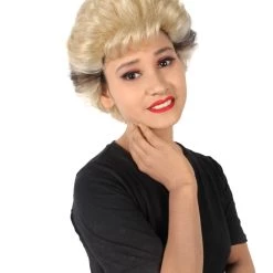 HPO Adult Women's Golden Girls Blanche Blonde With Black Streak Wig