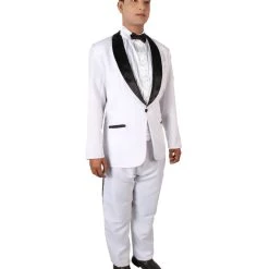 HPO Men's Adult Men’s Jump Street Cop Movie White Tuxedo Black Bow Tie | All Sizes