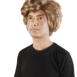 HPO Adult Men's Brown 1980s WHAM Michael George Pop Star Wavy Wig