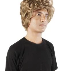 HPO Adult Men's Brown 1980s WHAM Michael George Pop Star Wavy Wig