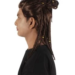 HPO Adult Men's Brown Braided Ponytail Alexios Assassin's Video Game Wig